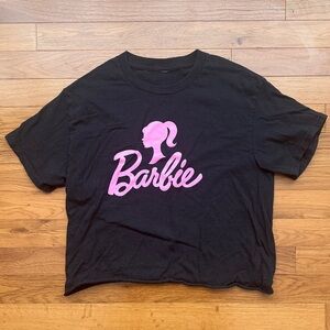 Barbie Black and Pink Cropped T-Shirt